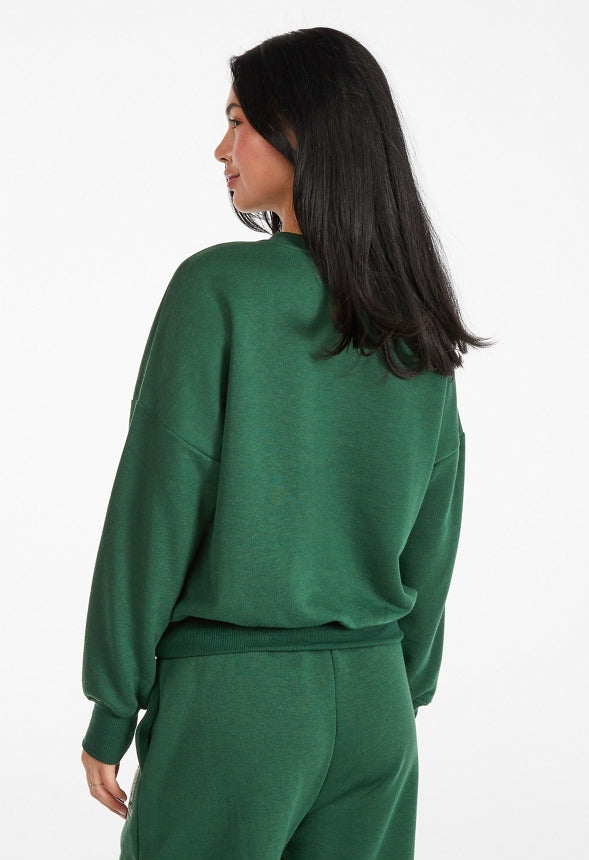 Pullover Graphic Crew Neck Sweatshirt Dark Green