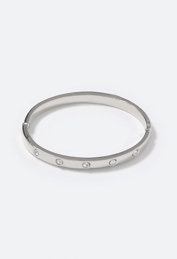 Carla Hinged Stone Set Bangle Crystal/Silver