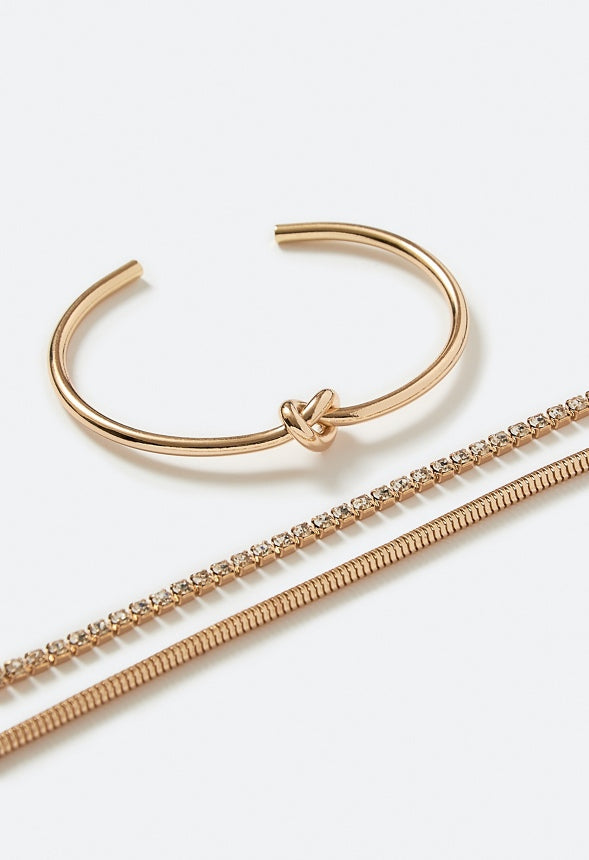 Mabel 2 Piece Adjustable Knot Bracelets Set Gold