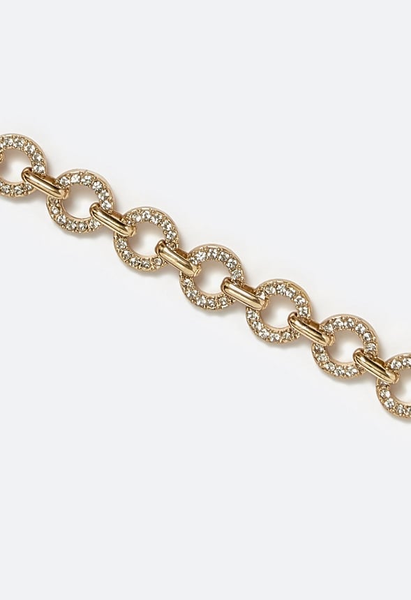 Blair Glass Rhinestone Set Linked Rings Chain Bracelet Crystal/ Gold
