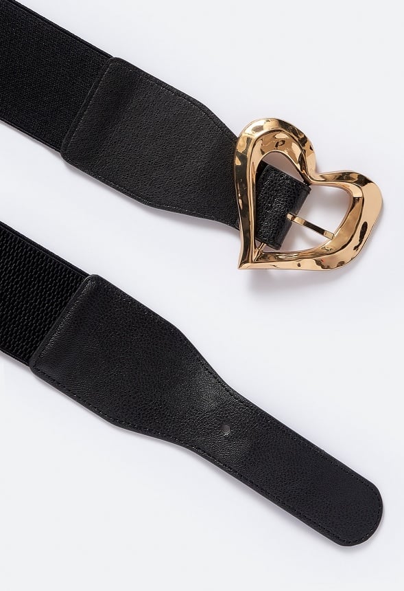Edna Organic Heart Buckle Jeans Belt Black/ Gold