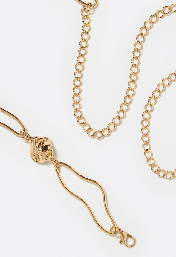 Kali Organic Linked Metallic Bead Chain Belt Gold