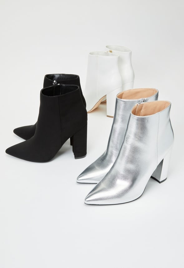Rosamund Block Heeled Bootie Silver