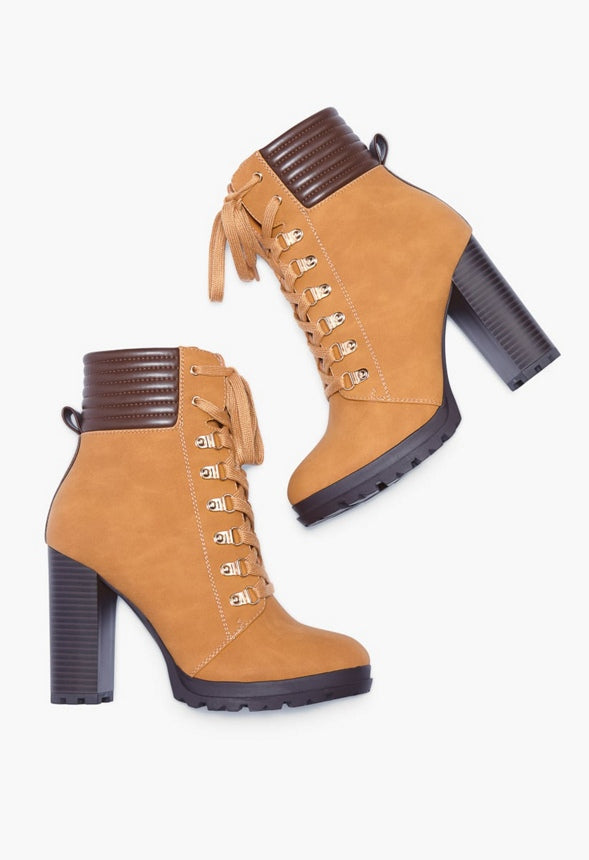SHANDEE LACE UP BOOTIE Tan