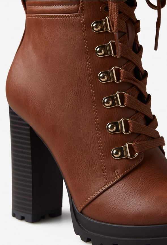 SHANDEE LACE UP BOOTIE Leather Brown