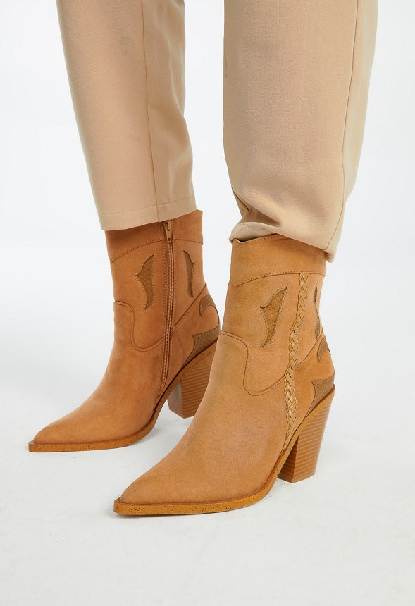 SELINA WESTERN BOOTIE Lt Camel