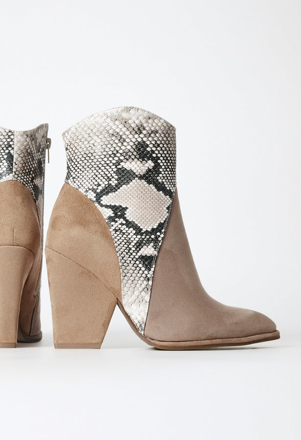 Britta Western Bootie Portabella/Snake/Lt Camel