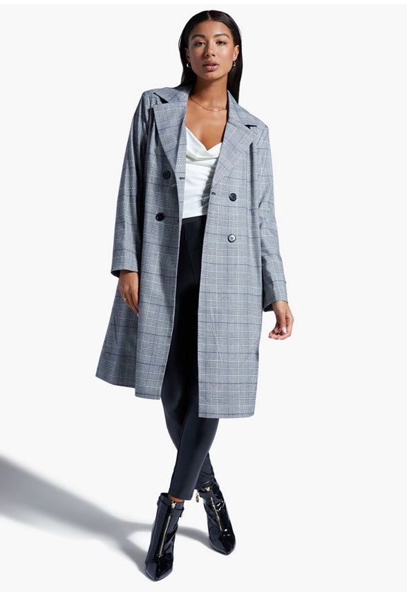 BREASTED COAT Glen Plaid