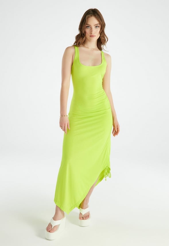RUCHED MAXI TANK DRESS Acid Lime