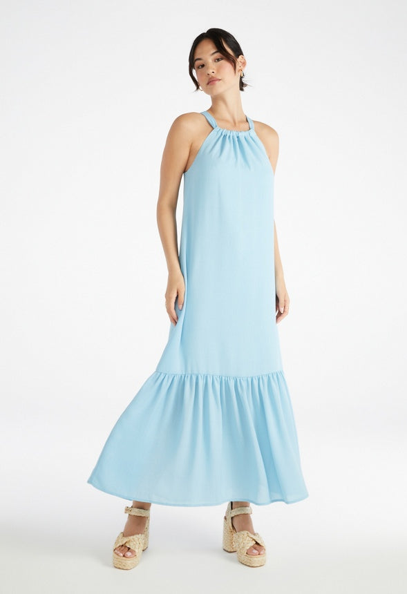 Halter Vacation Maxi Dress Sky Blue