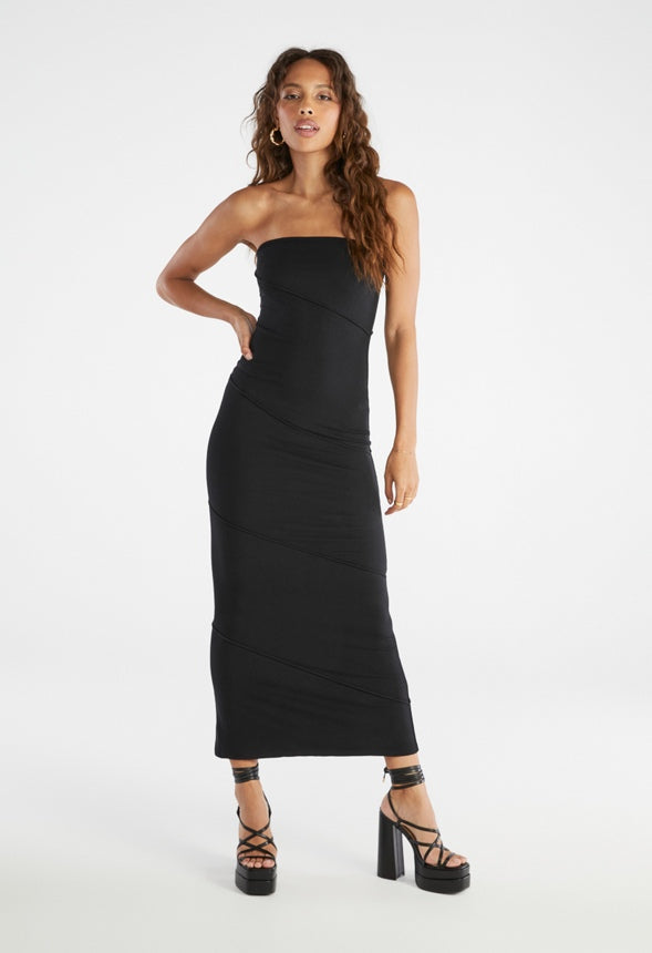 Tummy Tamer Ribbed Tube Dress Black Caviar