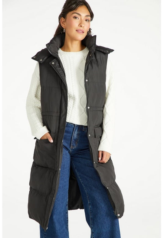 2 in 1 Longline Puffer Jacket Black Caviar