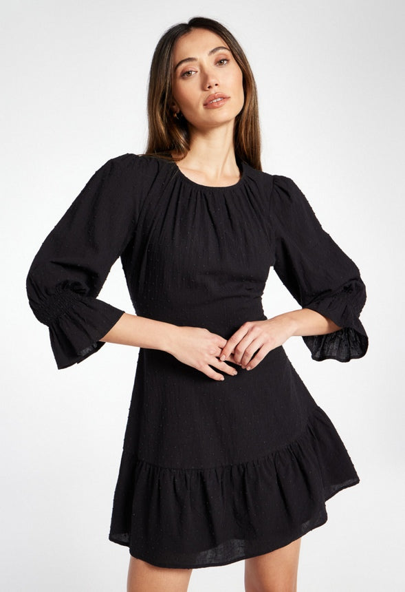 Romantic Sleeve Mini Dress Black Caviar