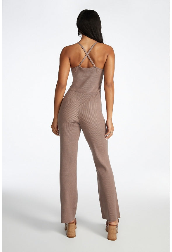 Sweater Ribbed Jumpsuit Taupe