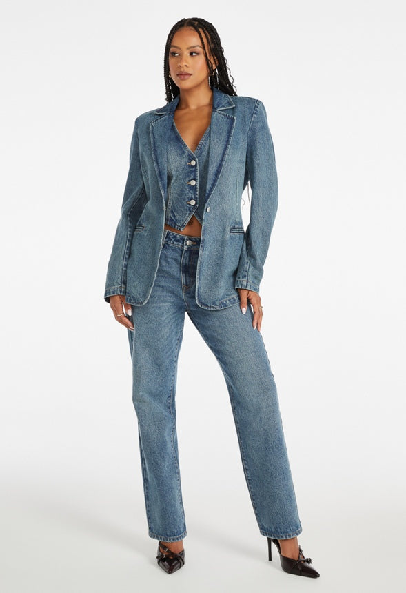 Tailored Denim Blazer Effect