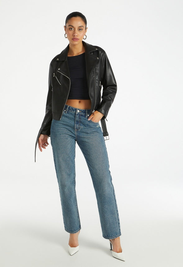 Faux Leather Jacket Black Caviar