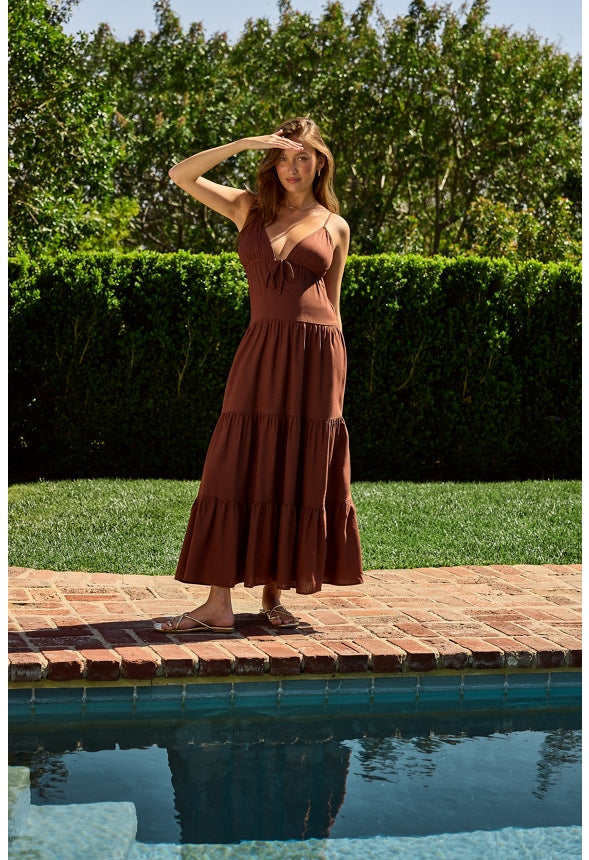 Strappy Tiered Maxi Dress Cappuccino