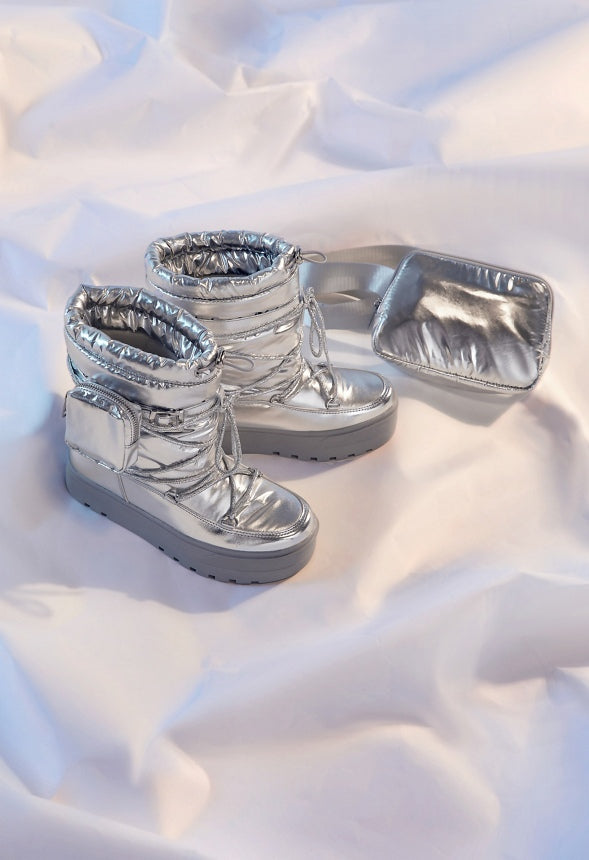Zippered Belt Bag Silver
