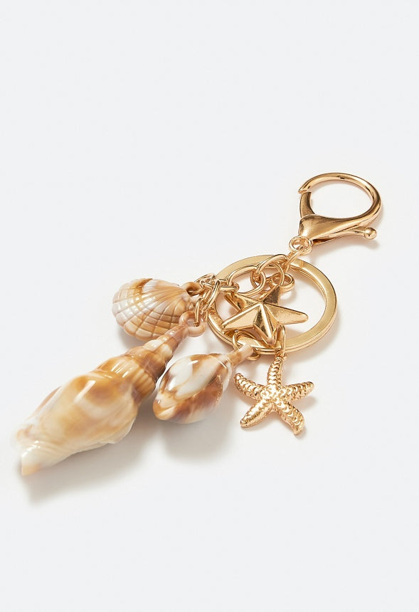Lana Shell And Starfish Drops Bag Charm Cream/ Gold