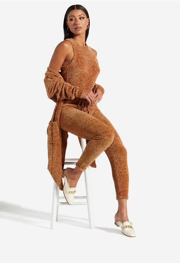CHENILLE LOUNGE TANK Brown