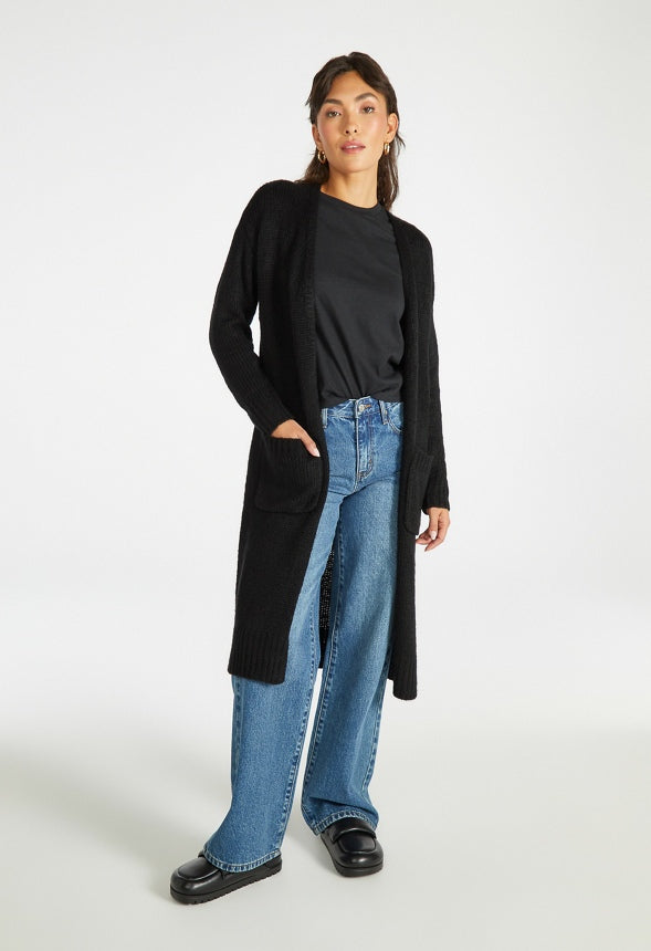 Long Sweater Cardigan Black Caviar