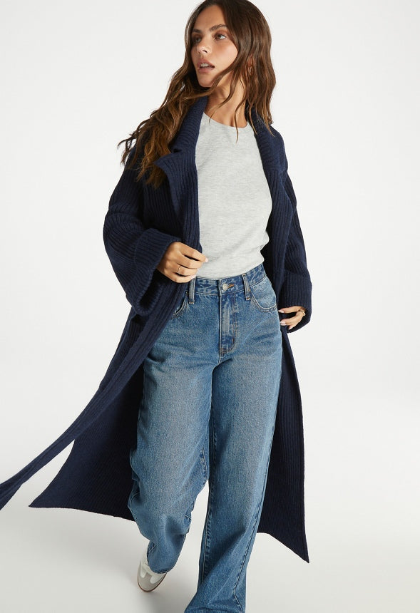 Open Knit Duster Ombre Blue