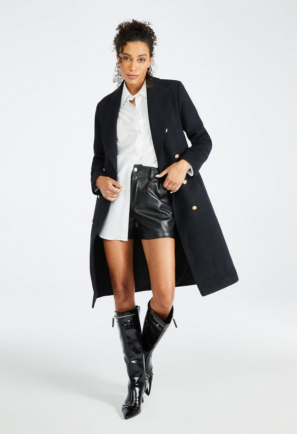 Double Breasted Military Coat Black Caviar