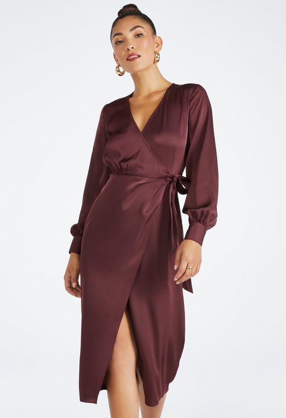 Charmeuse Midi Wrap Dress Port Royale
