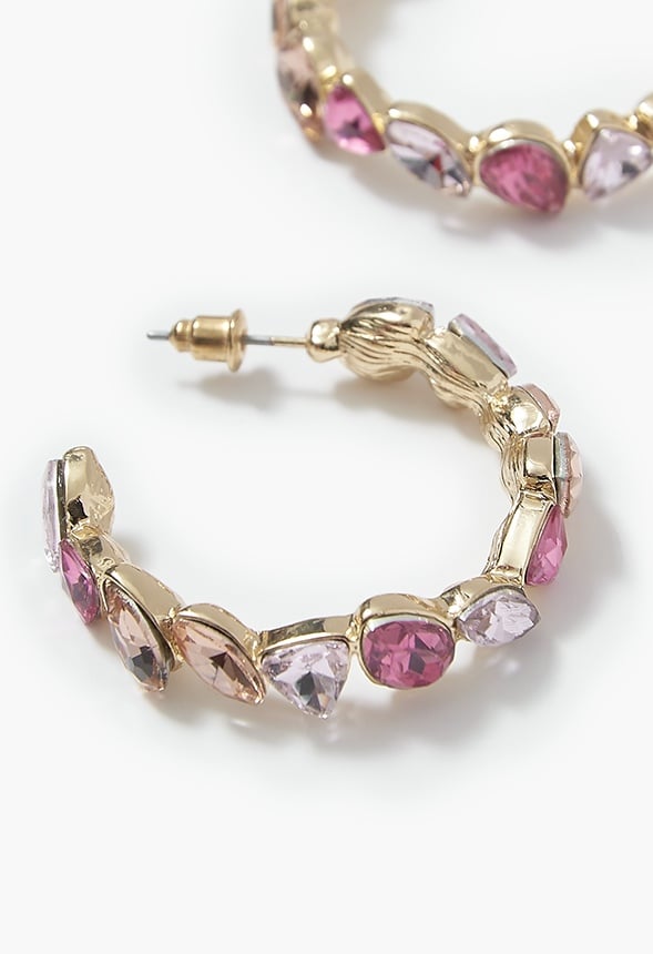 Dalia Pastel Hoop Earrings Pink/Gold