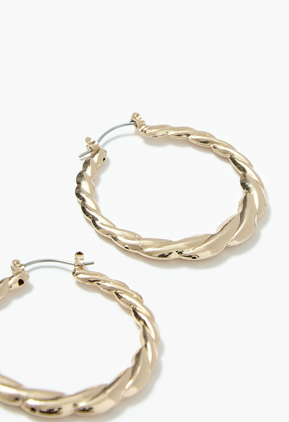 Drew Twisted Rope Creole Hoops Gold