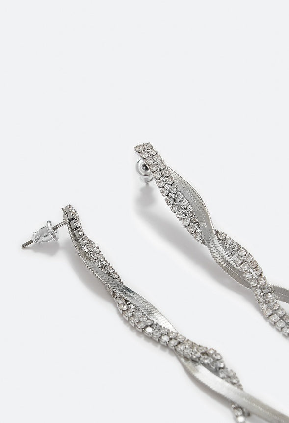 Avah Twist Strands Earring Clear/Silver