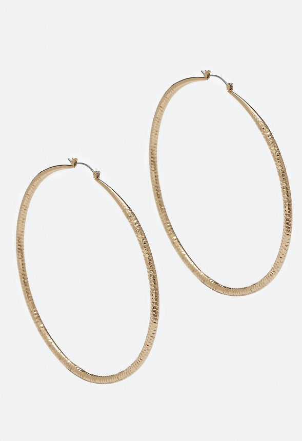 Elisa Diamond Cut Hoop Earring Gold