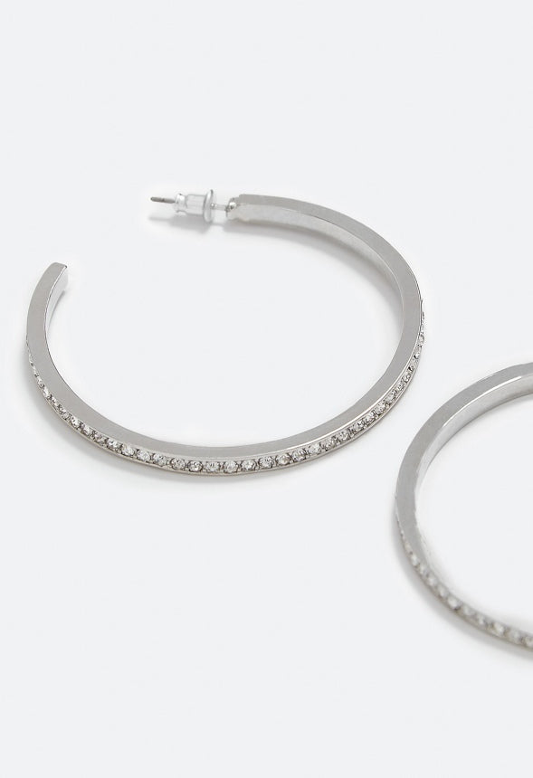 Jianna Rhinestone Hoop Earring Clear/Silver