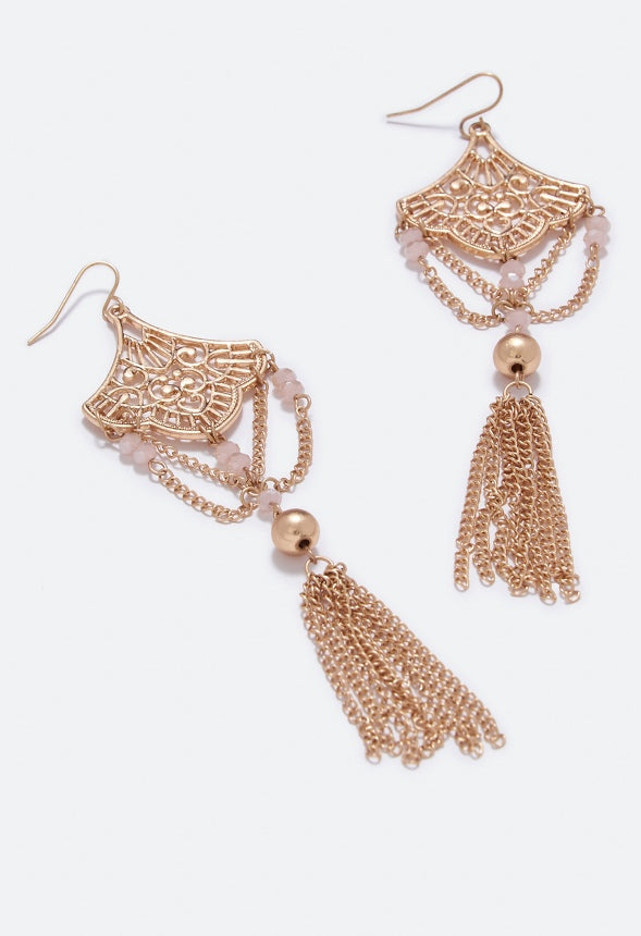 Aila Filigree Drop Earrings Blush/Gold