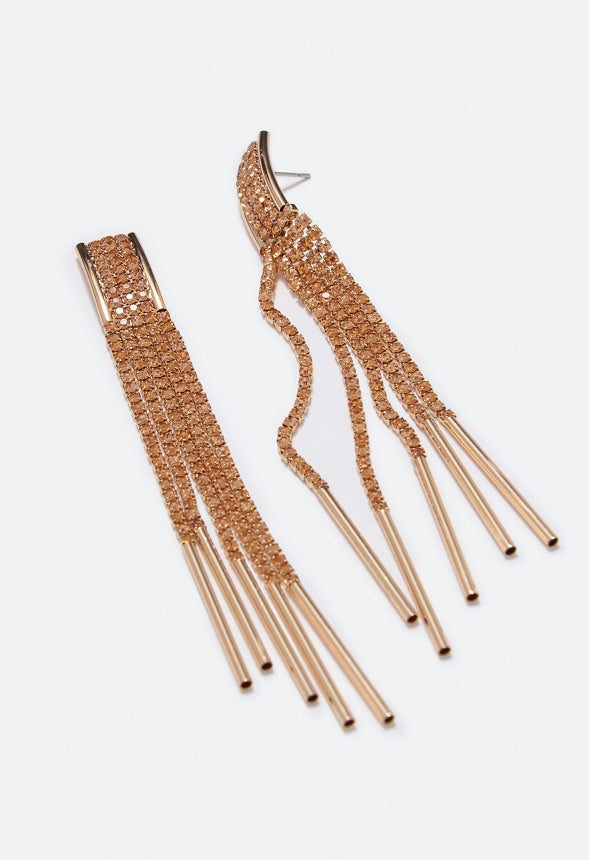 Rhea Rhinestone Strand Earring Silk/Gold