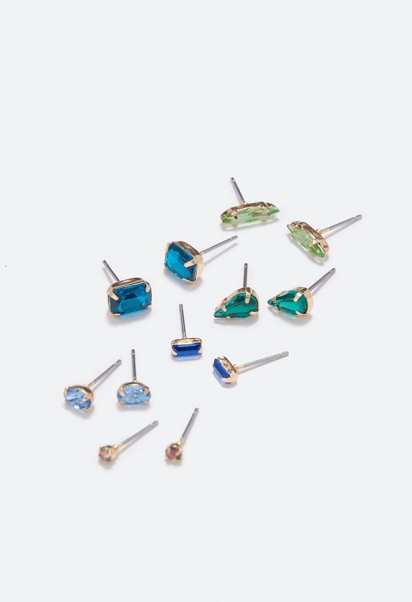 Ophelia Mixed Stone Stud Multipack Blue/Gold