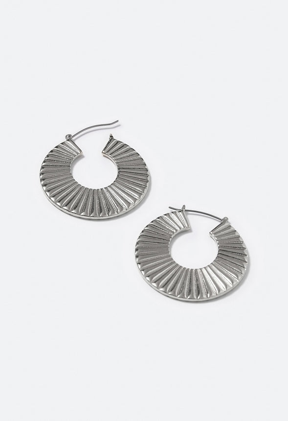 Heidi Clean Lines Ridged Hoop Silver