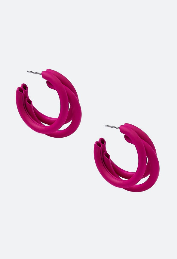 Willa Triple Hoop Earring Hot Pink