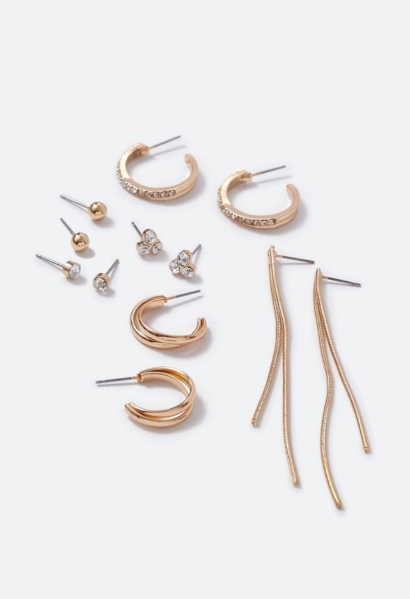 Greta Rhinestone Mix Earring Multipack Crystal/Gold
