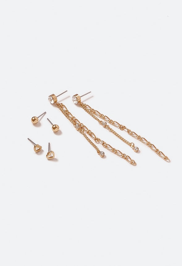 Sage Chain Strand and Stud Multipack Crystal/Gold