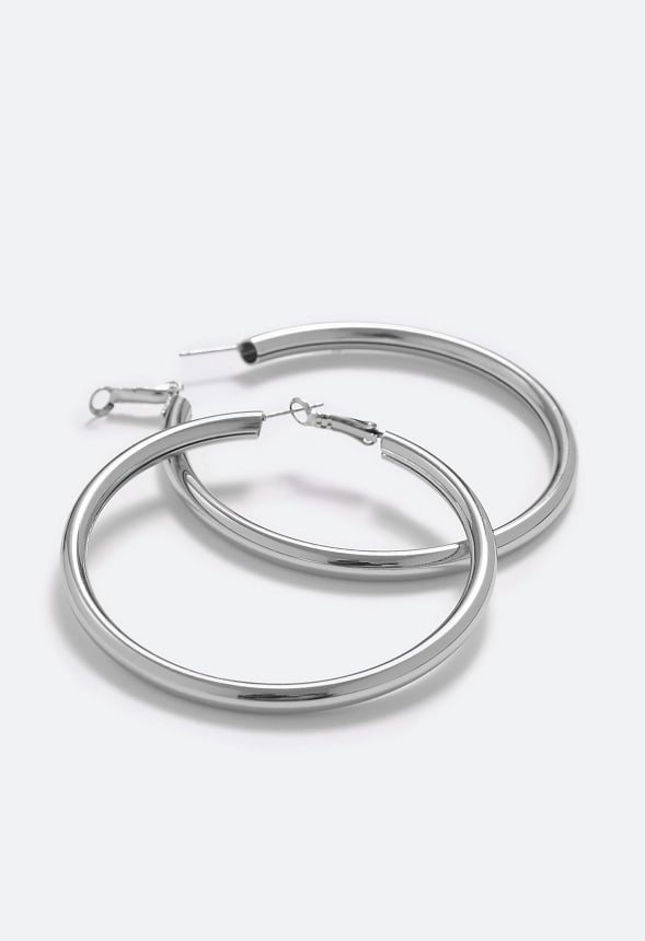 Kate Smooth Tube Hoop Earring Silver
