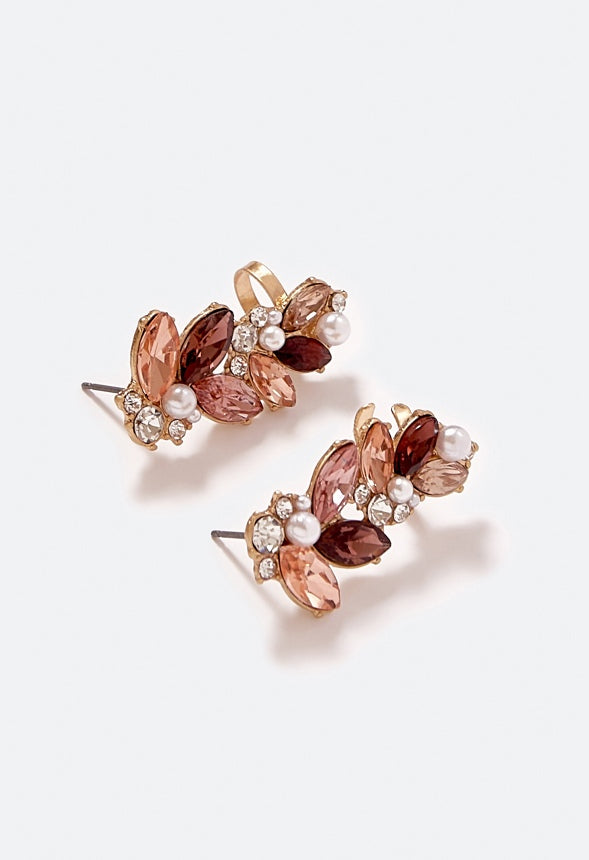 Winnie Tonal Navette Stud Earring Peach/Blush/Burgundy