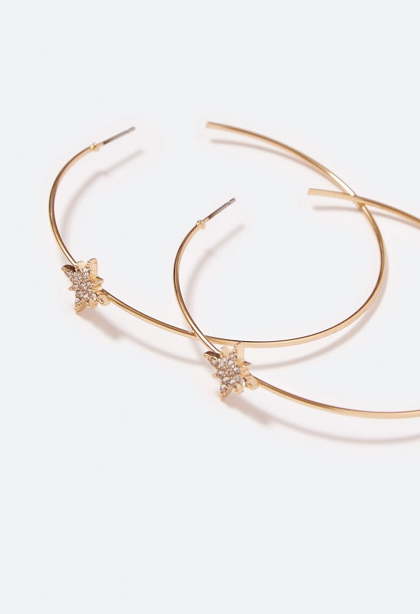 Diana Pave Celestial Motif Hoop Earring Crystal/Gold