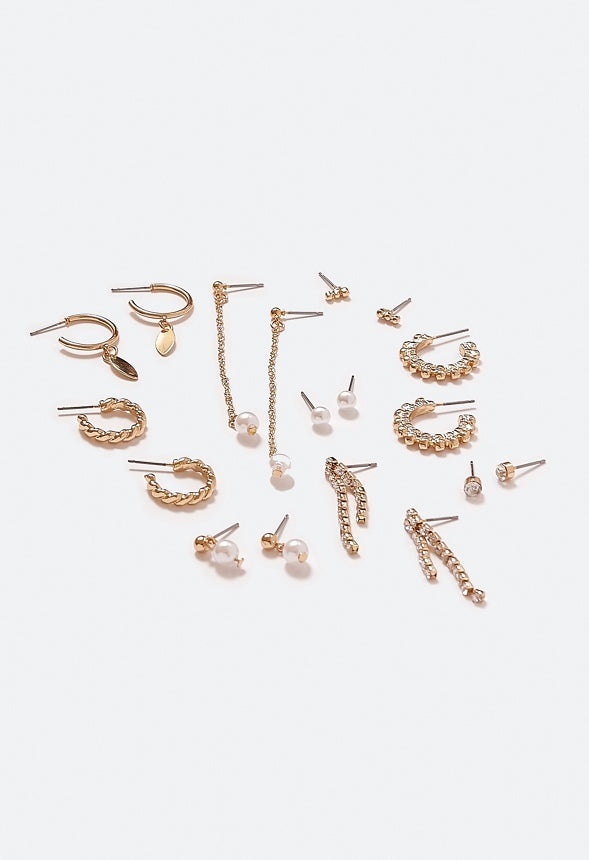 Florence Pearl Mix Earring Multipack Cream/Gold