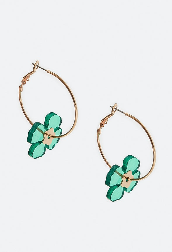 Giana Saint Patricks Green Charm Hoop Earrings Green/ Gold