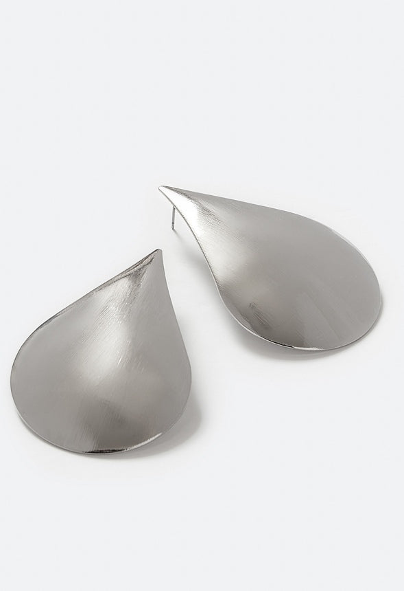 Nala Bold Lightweight Domed Teardrop Stud Earrings Silver