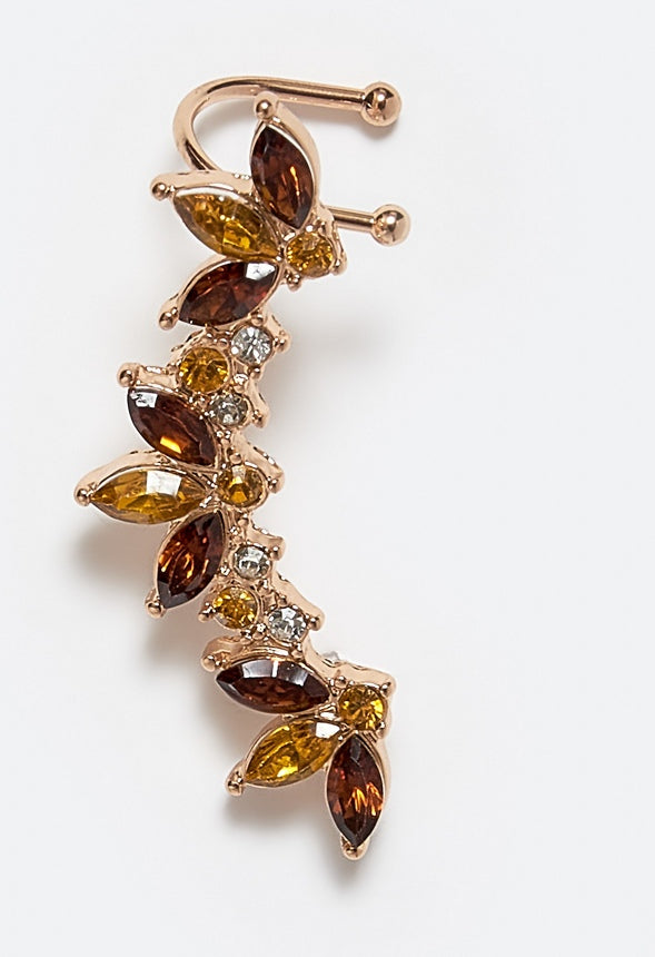 Mina Glass Navette Stone Ear Climber Topaz/ Gold