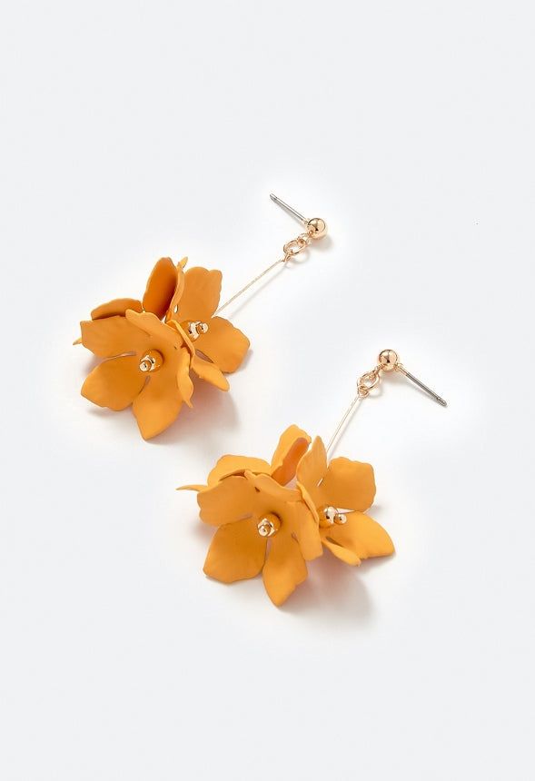 Xyla Color Coated Petals Flowers Drop Earrings Yellow/ Gold