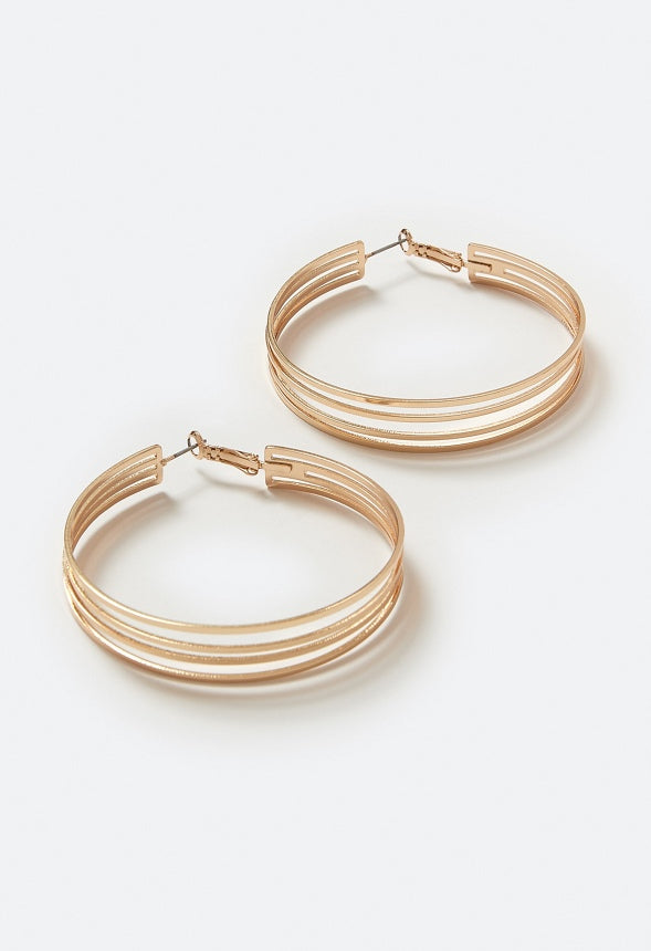 Iyla Flat Wired Hoop Earrings Gold