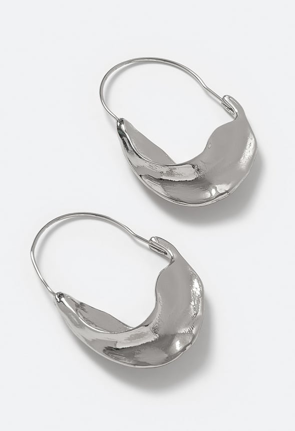 Lisa Organic Molten Hoop Earrings Silver